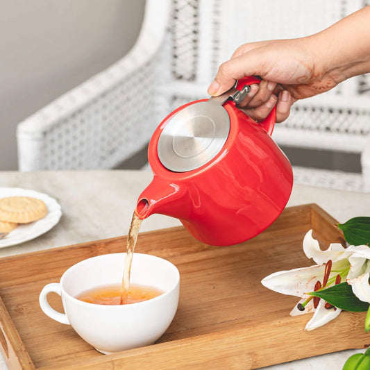 400ml Loose Leaf Teapot with Infuser Ceramic, Red