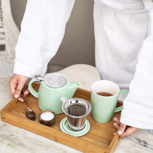 Green Ceramic Teapot with Infuser, 400ml