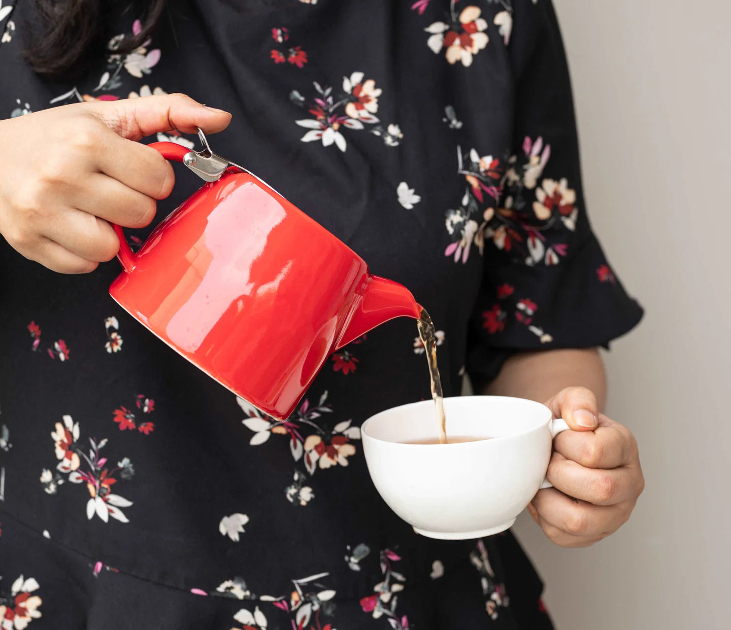 400ml Loose Leaf Teapot with Infuser Ceramic, Red