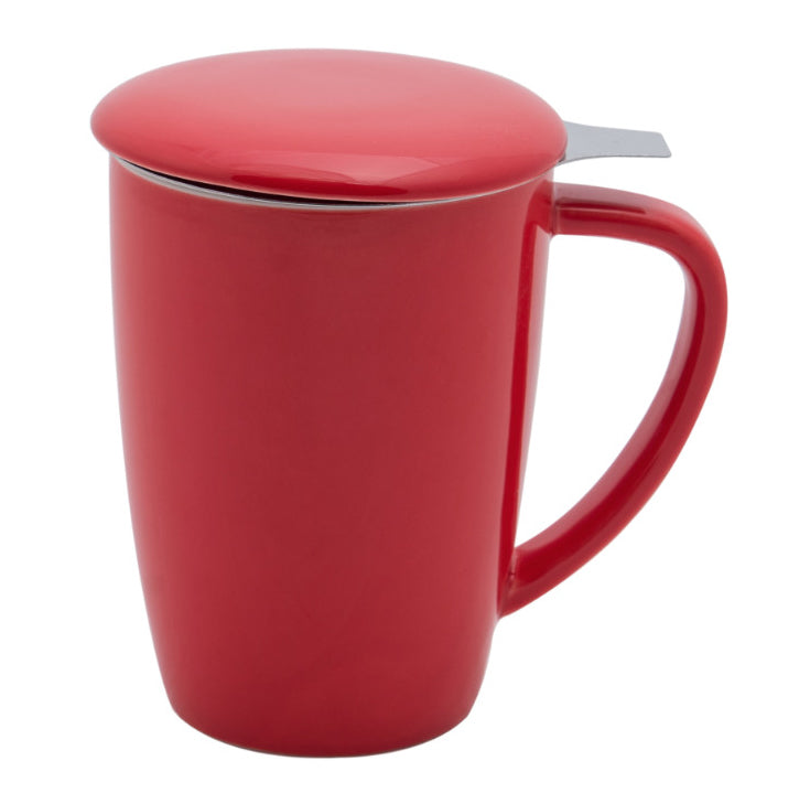 Red Ceramic Tea Cup with Infuser, 300ml