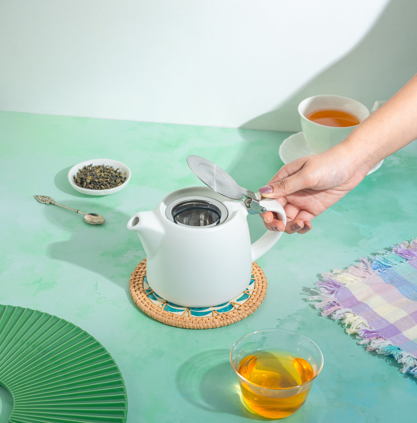 400ml Loose Leaf Teapot With Infuser Ceramic White Glenburn Fine Tea 400ml-loose-leaf-teapot-with-infuser-ceramic-white-glenburn-fine-tea
