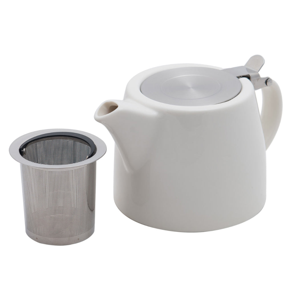 400ml Loose Leaf Teapot with Infuser Ceramic, White
